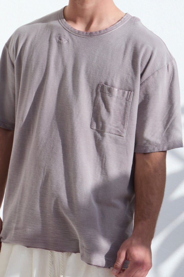 Model T. Repair Pocket Jersey 100% Cotton Sun Faded Dye Dusty Orchid