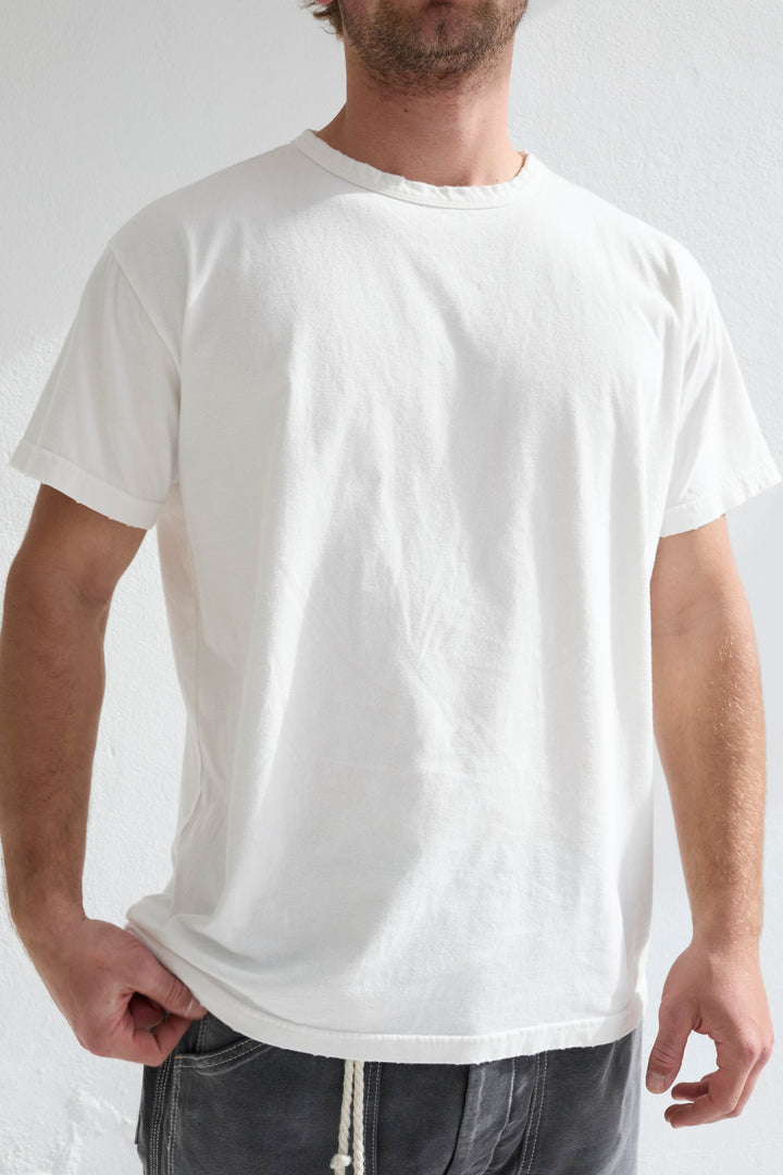 Model T. Recycled Jersey 100% Cotton Sun Faded Dye Off White