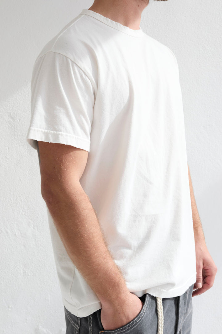 Model T. Recycled Jersey 100% Cotton Sun Faded Dye Off White