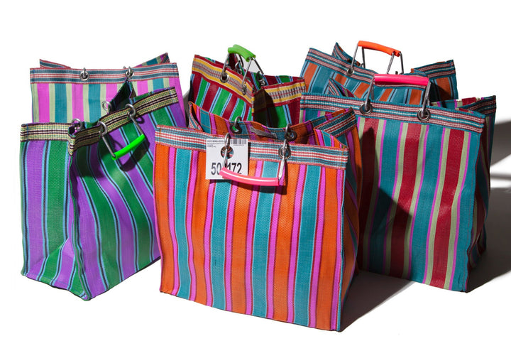 ZZ-503301 Recycled Plastic Stripe Bag-Square/D Green X Red