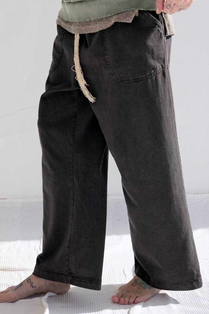 P86 Athletic 100% Cotton Heavy Jersey Sunfaded Dye Smoke Black
