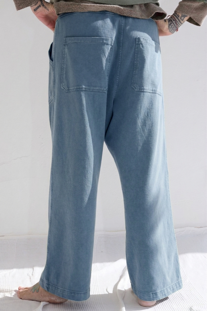 P86 Athletic 100% Cotton Heavy Jersey Sunfaded Dye Bleu de Travail