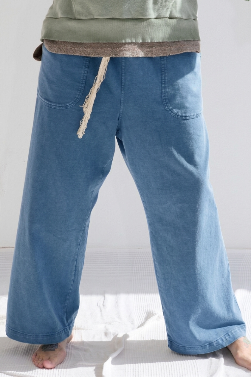 P86 Athletic 100% Cotton Heavy Jersey Sunfaded Dye Bleu de Travail