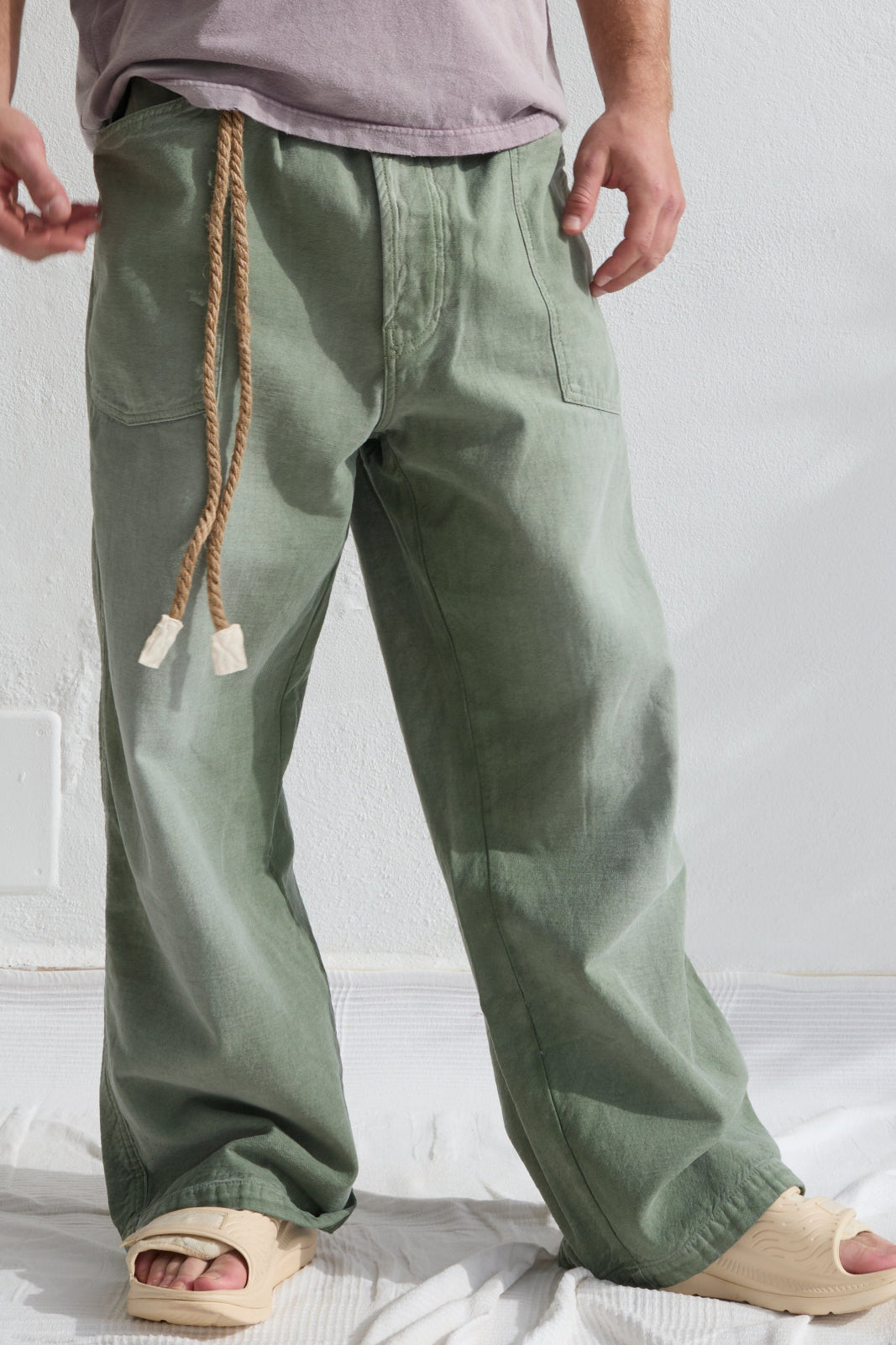 P82 Katmandu 9oz Linen/Organic Cotton Sun Faded Dye Army Green