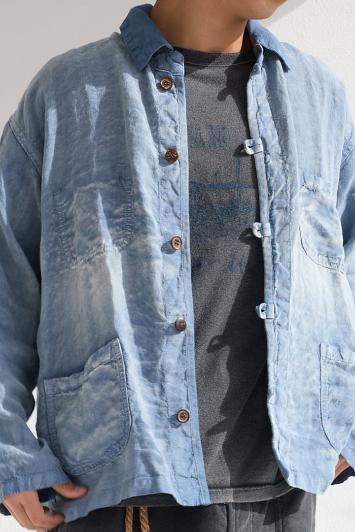 New Saigon 8oz 100% Hemp Sun Faded Dye Bleu de Travail