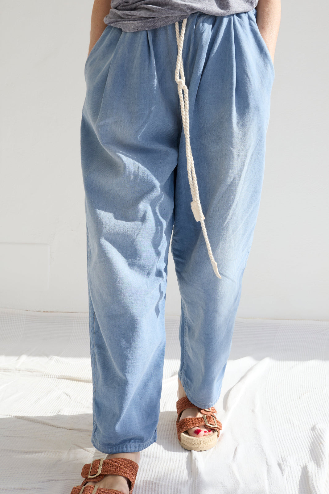 P43 Kyoto 9oz Linen/Organic Cotton Sun Faded Dye Bleu de Travail