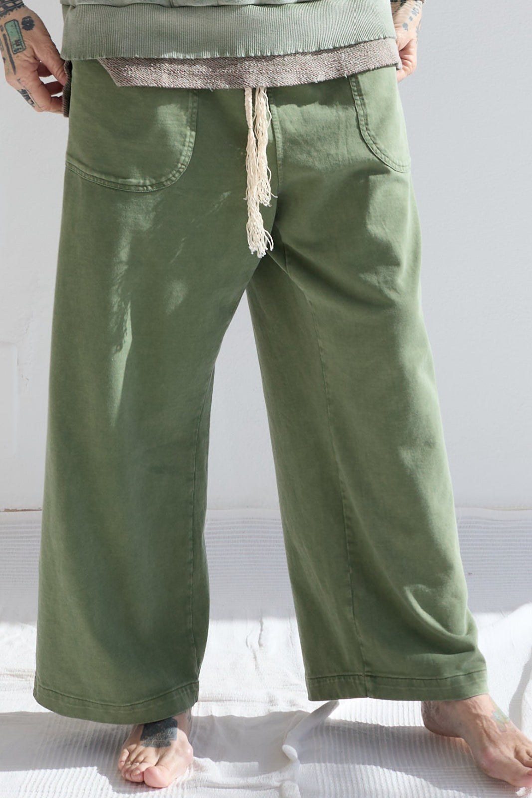 P86 Athletic 100% Cotton Heavy Jersey Sunfaded Dye Army Green