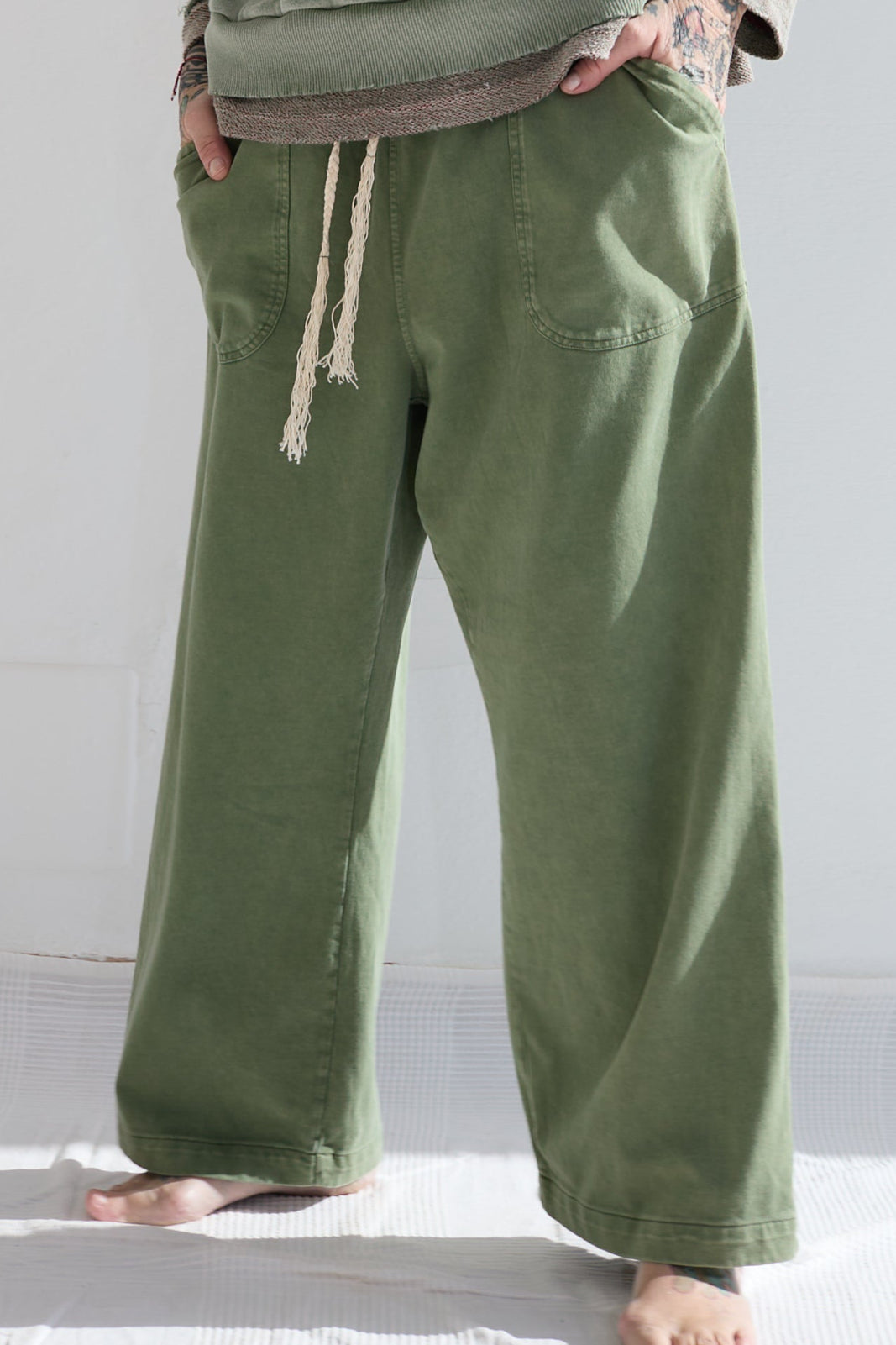 P86 Athletic 100% Cotton Heavy Jersey Sunfaded Dye Army Green