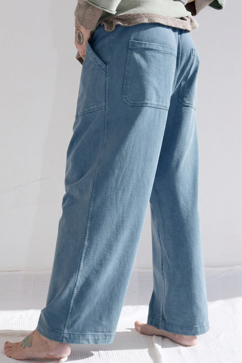 P86 Athletic 100% Cotton Heavy Jersey Sunfaded Dye Bleu de Travail