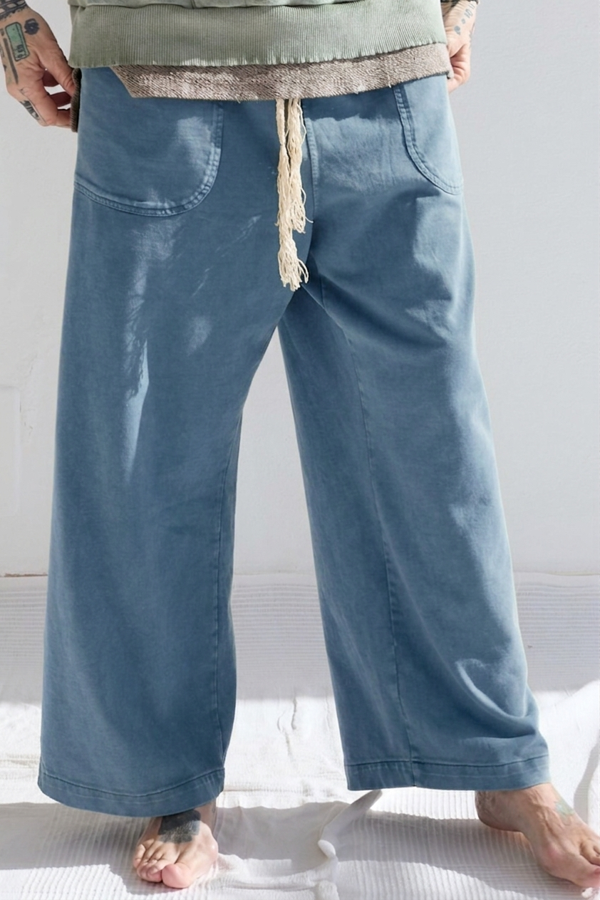 P86 Athletic 100% Cotton Heavy Jersey Sunfaded Dye Bleu de Travail