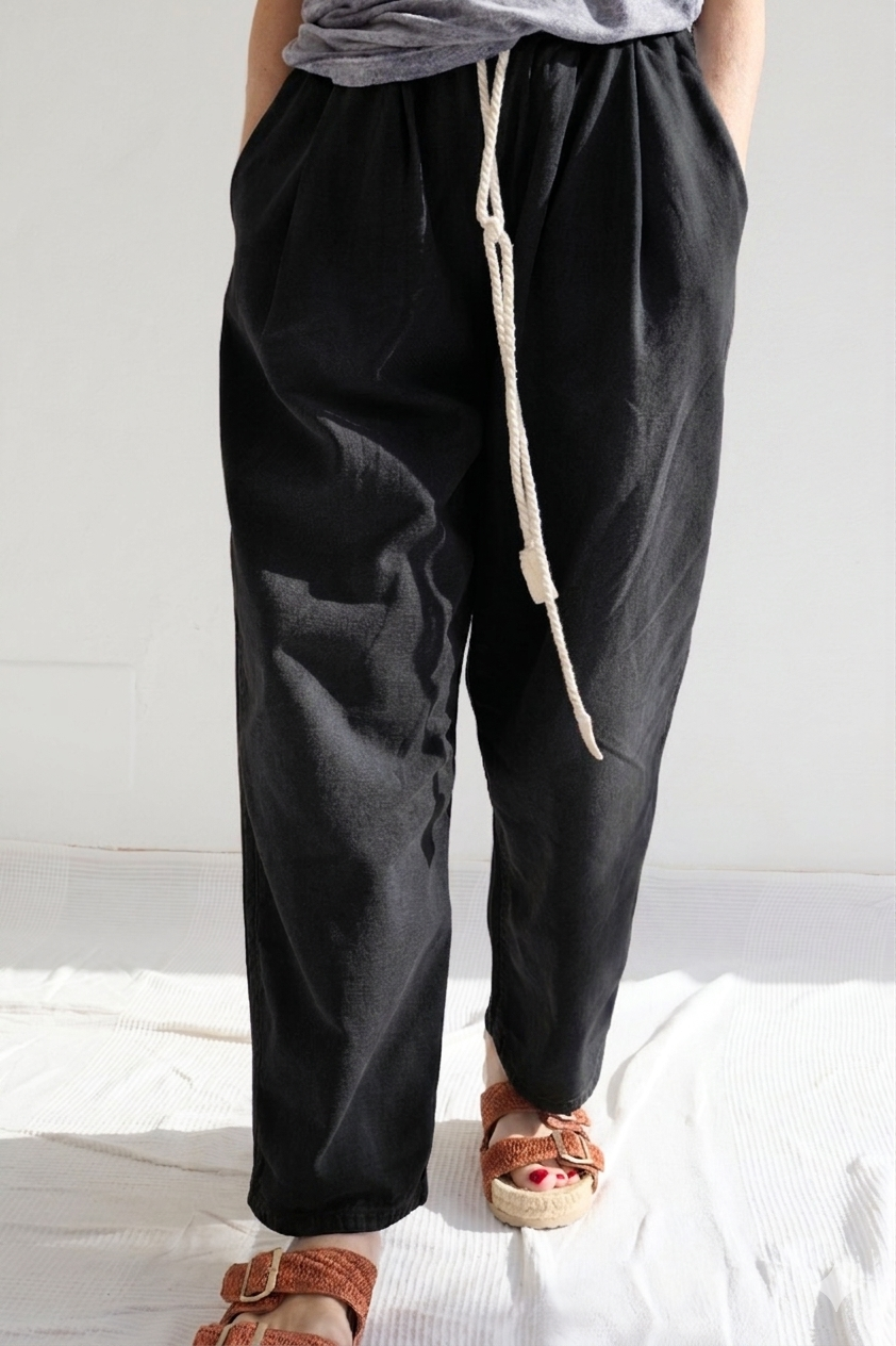 P43 Kyoto 9oz Linen/Organic Cotton Sun Faded Dye Smoke Black