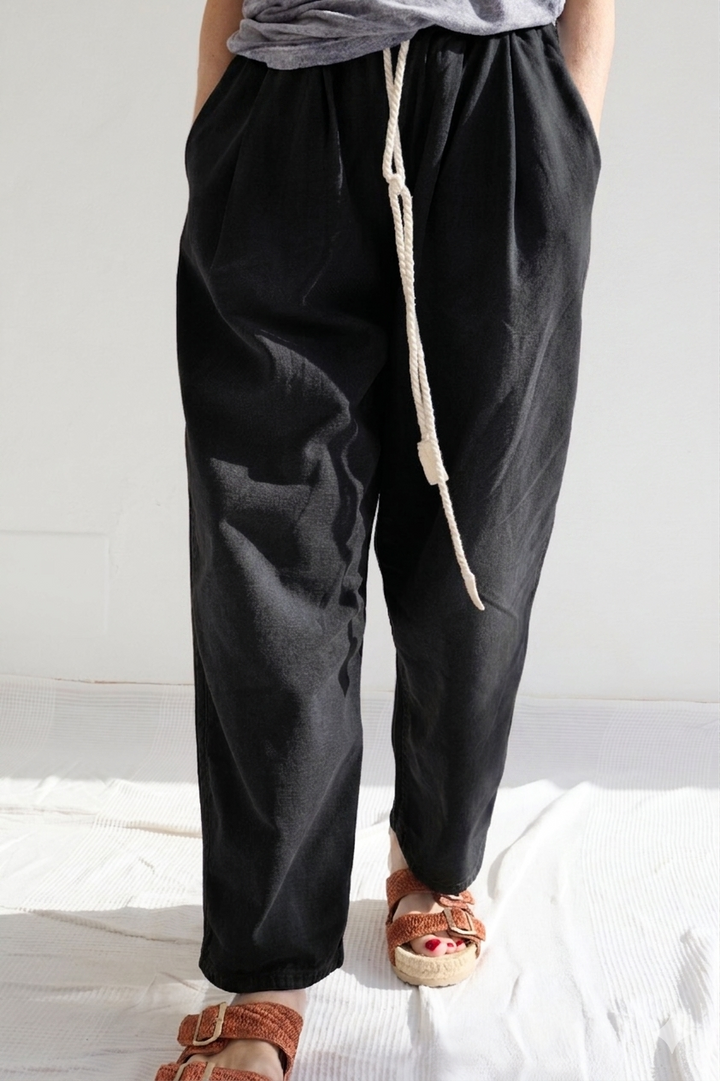 P43 Kyoto 9oz Linen/Organic Cotton Sun Faded Dye Smoke Black