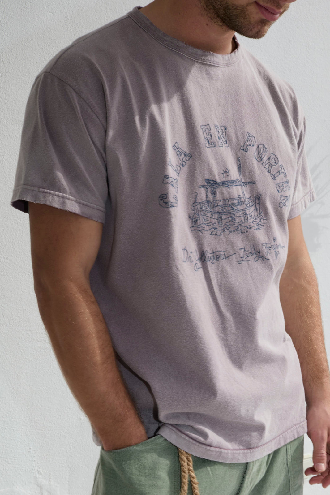 Model T. Recycled Cala N Porter Jersey 100% Cotton Sun Faded Dye Dusty Orchid