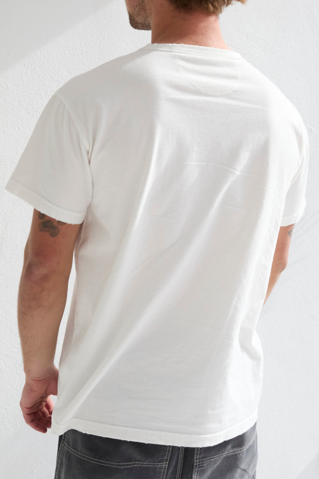 Model T. Recycled Jersey 100% Cotton Sun Faded Dye Off White