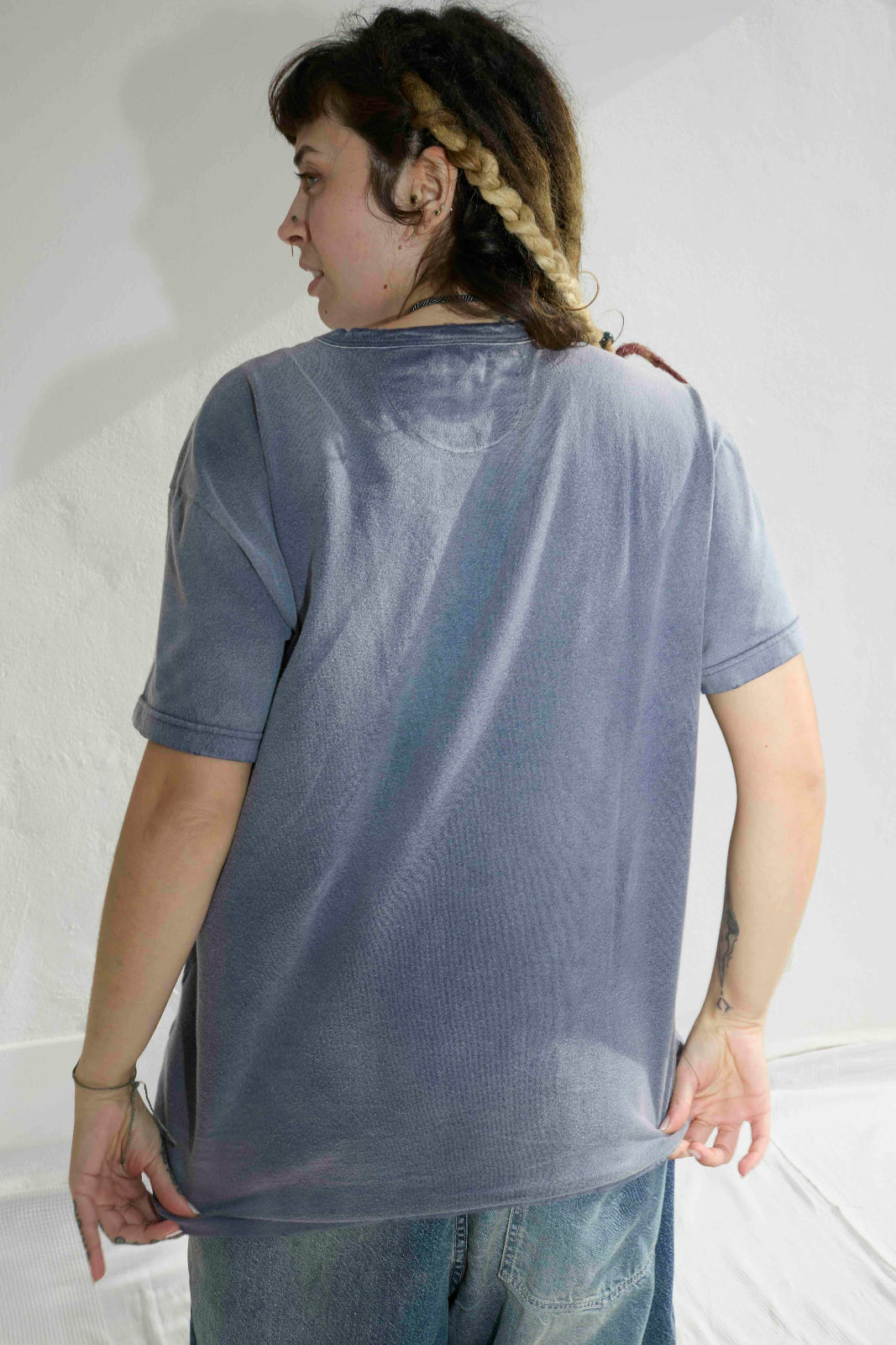 Model T. Recycled Jersey 100% Cotton Sun Faded Dye Navy