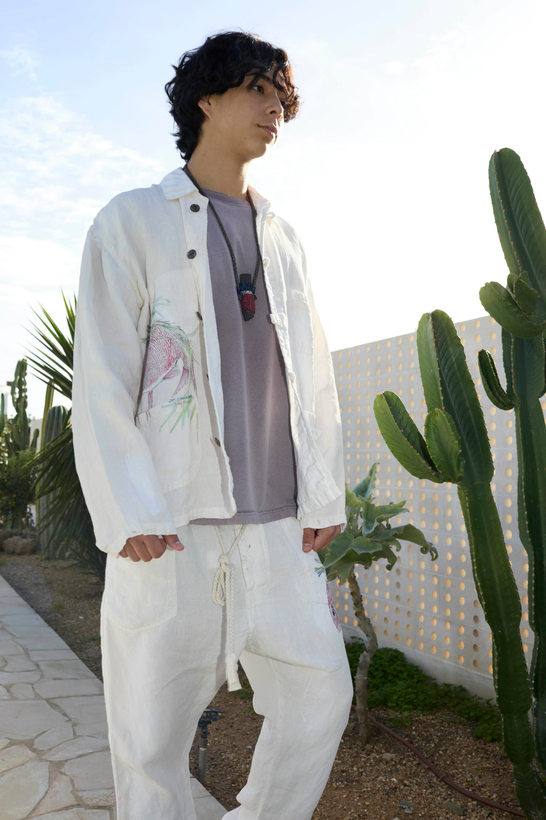 New Saigon Koi Fish 8oz 100% Hemp Sun Faded - Paint Dye Off White