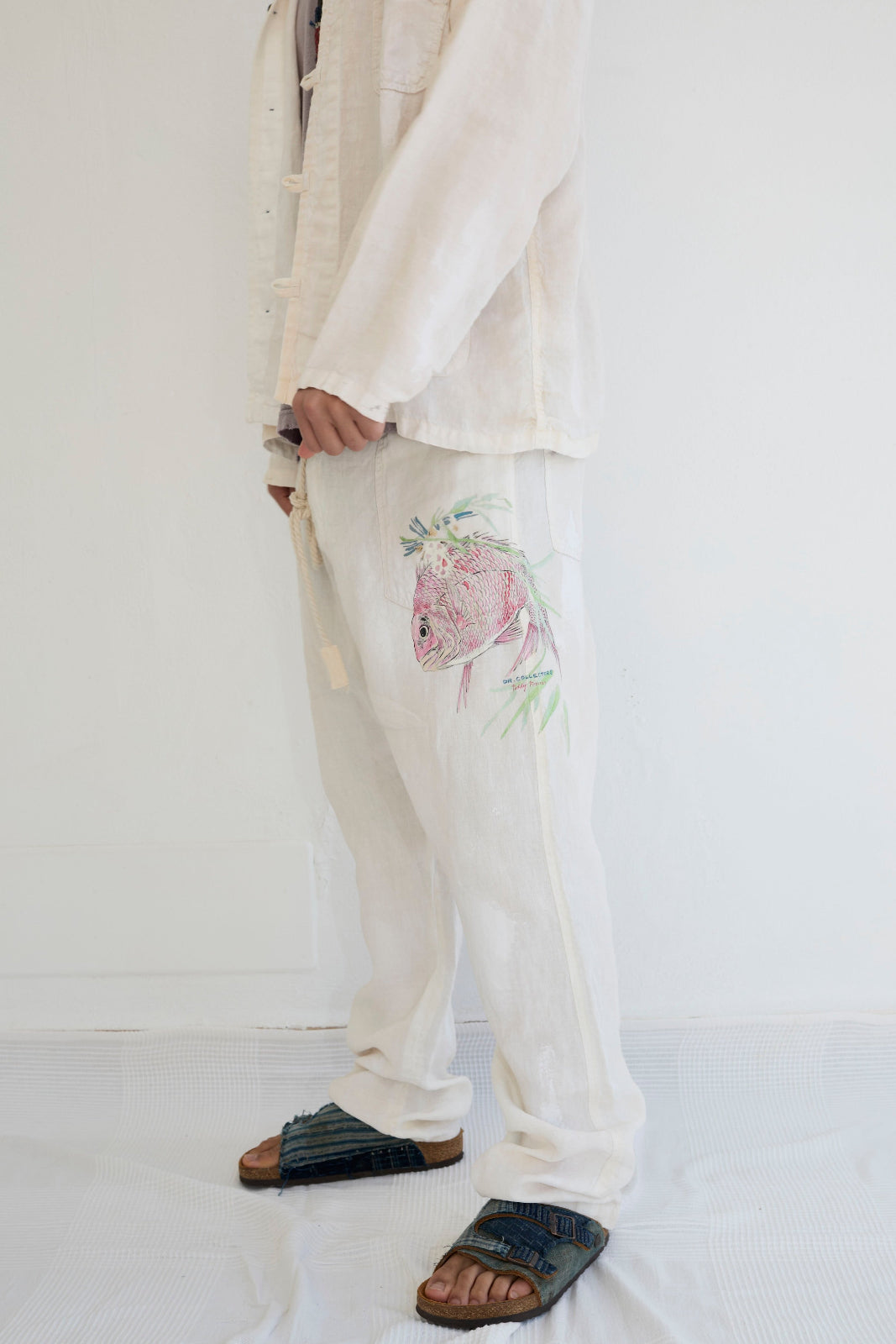 P38 Koi Fish 8oz 100% Hemp Sun Faded-Paint Dye Off White