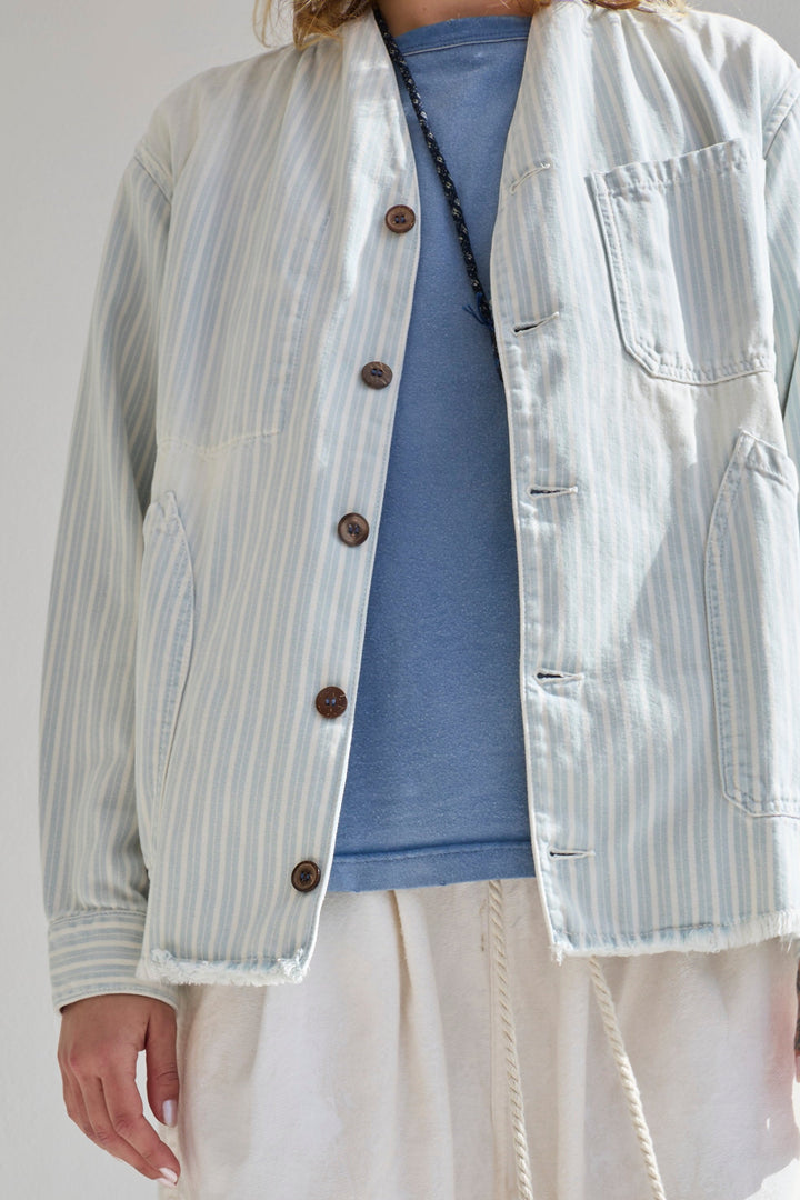 Okinawa Biarritz 9oz Indigo Stripes Cotton Sun Faded Wash Blue