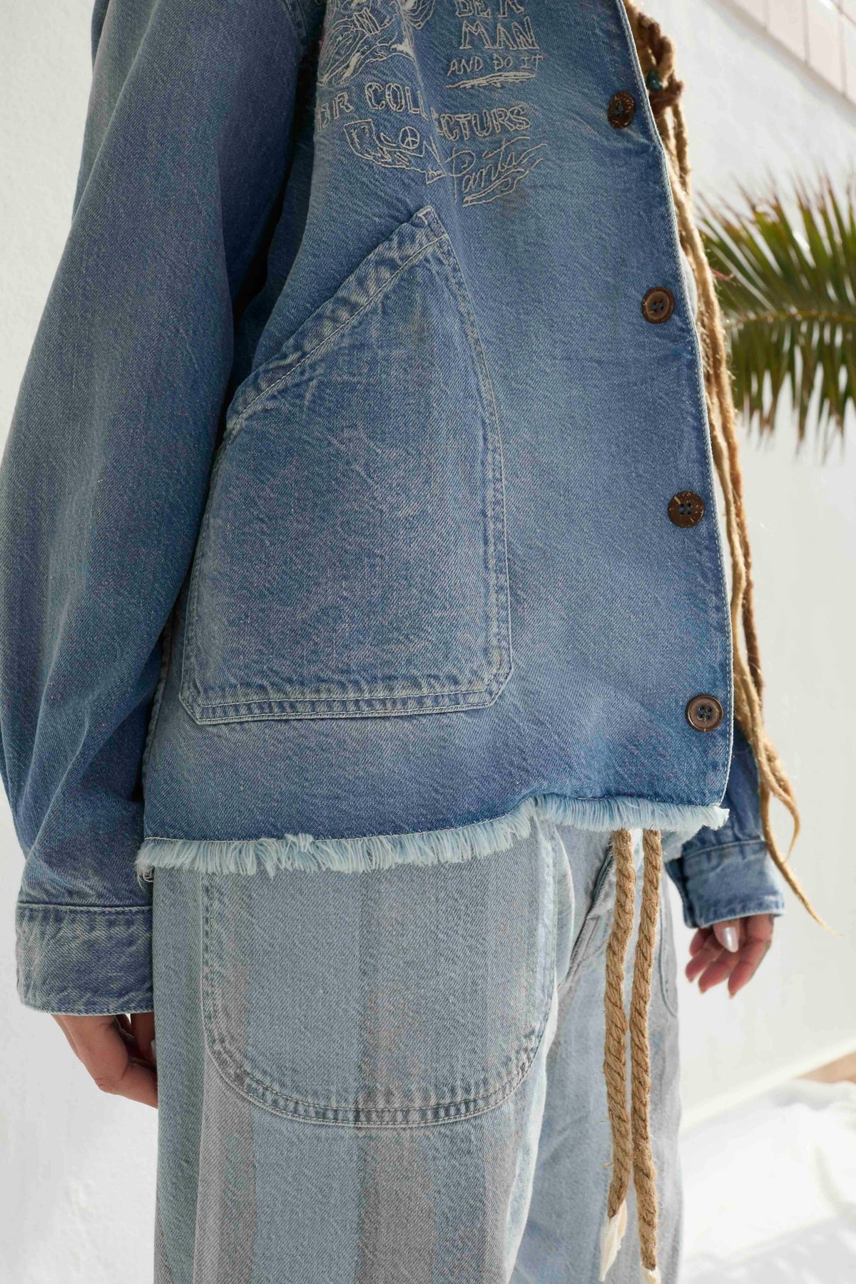 Okinawa GI Embroidery 9oz Denim & Recycled Cotton Sun Faded Wash