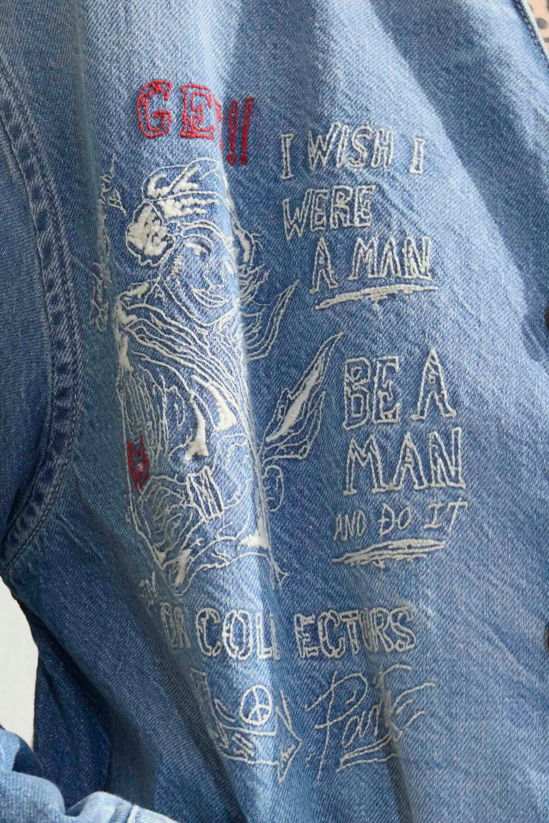 Okinawa GI Embroidery 9oz Denim & Recycled Cotton Sun Faded Wash