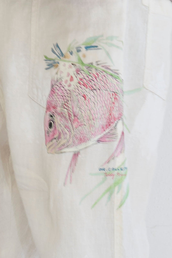 P38 Koi Fish 8oz 100% Hemp Sun Faded-Paint Dye Off White