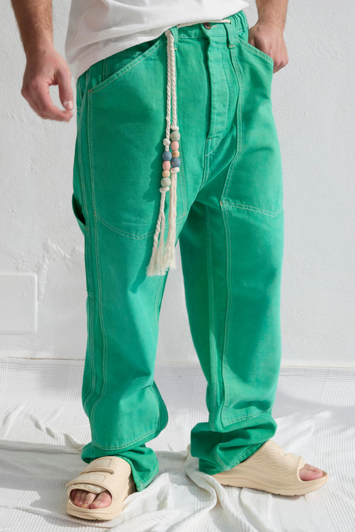 P71 Carpenter 9oz Linen/Organic Cotton Sun Faded Dye Ivy Green