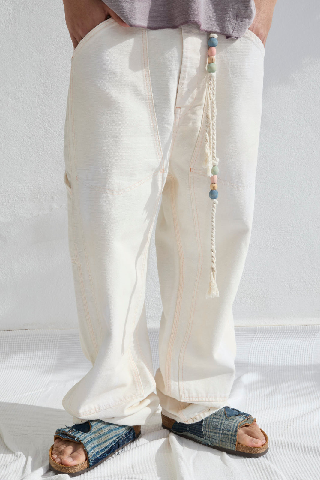 P71 Carpenter 9oz Linen/Organic Cotton Sun Faded-Paint Dye Off White
