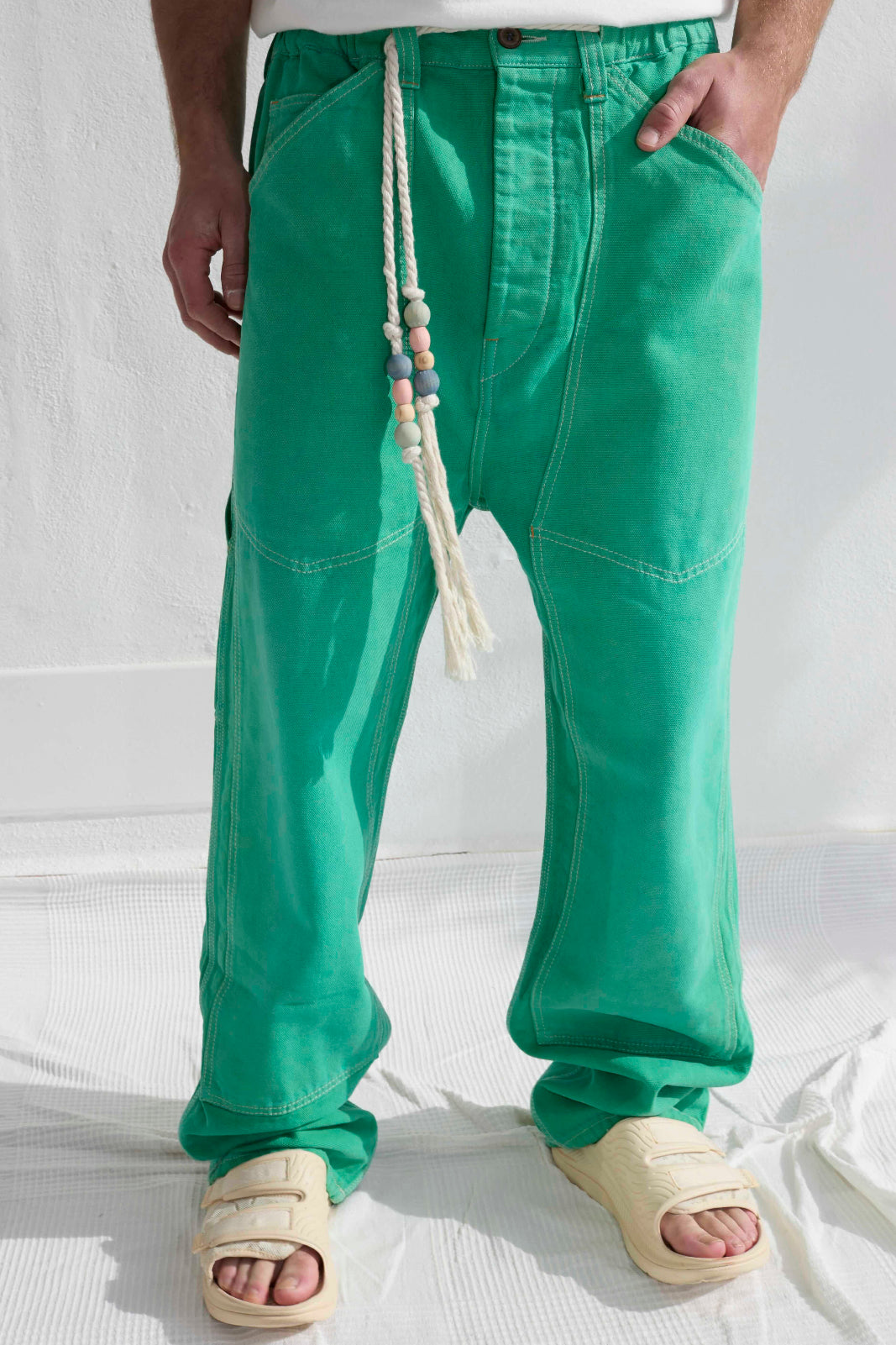 P71 Carpenter 9oz Linen/Organic Cotton Sun Faded Dye Ivy Green