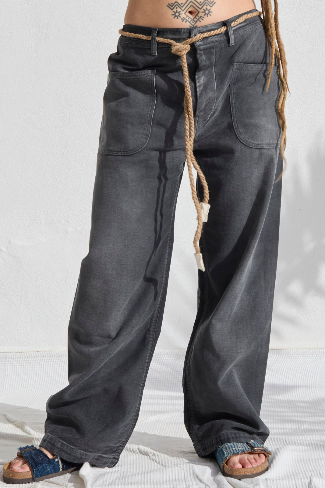 P83 Sailor 9oz Linen/Organic Cotton Sun Faded Dye Smoke Black