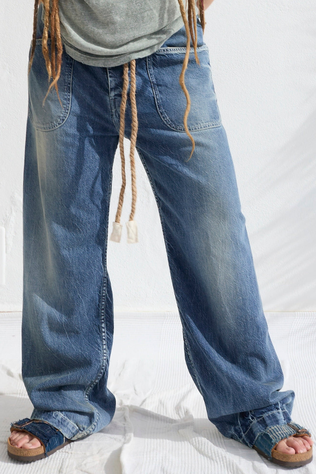 P83 Sailor GI Embroidery 9oz Denim Recycled Cotton Sun Faded Wash