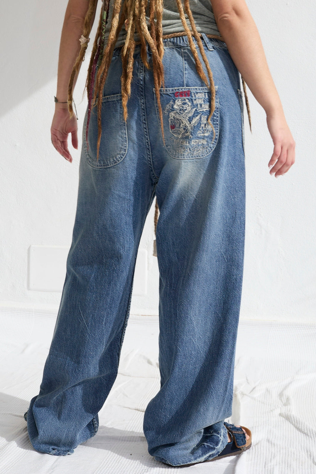P83 Sailor GI Embroidery 9oz Denim Recycled Cotton Sun Faded Wash