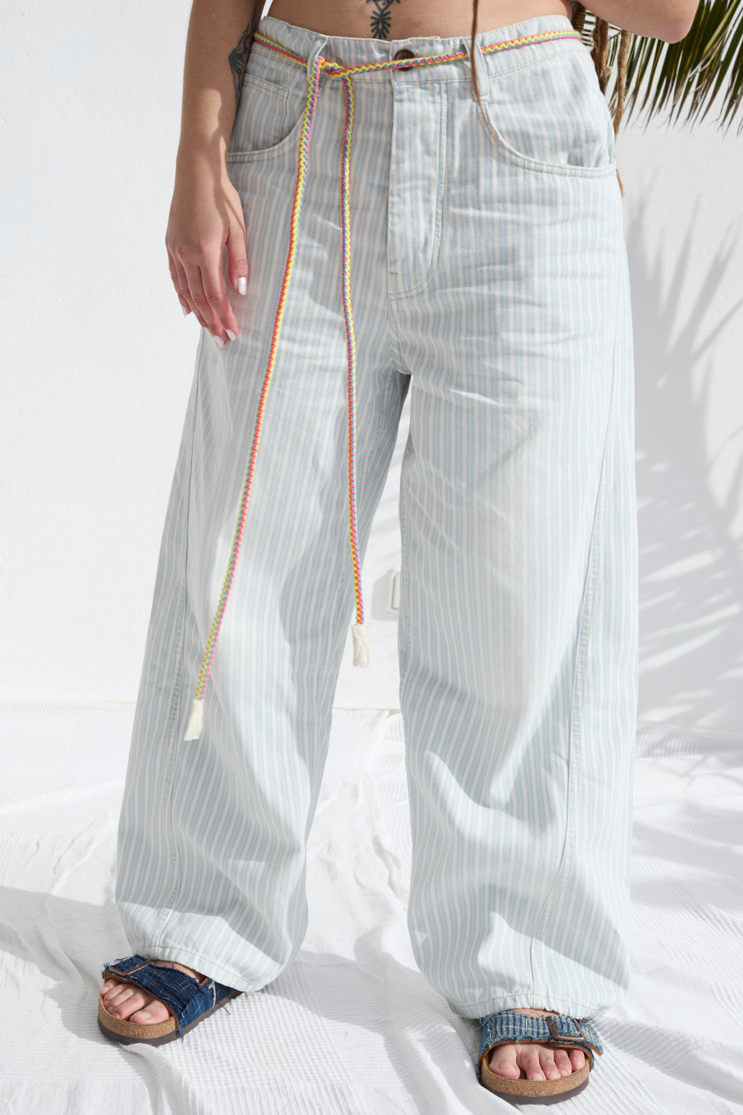 P84 Dungaree 9oz Biarritz Cotton Blue Stripes Sun Faded Wash