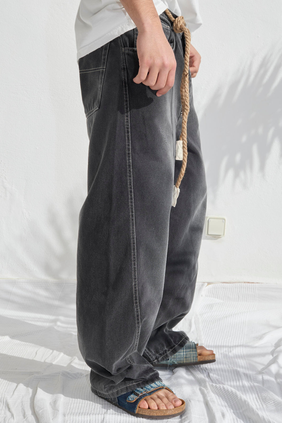 P84 Dungaree 9oz Organic Black Denim Sun Faded Wash