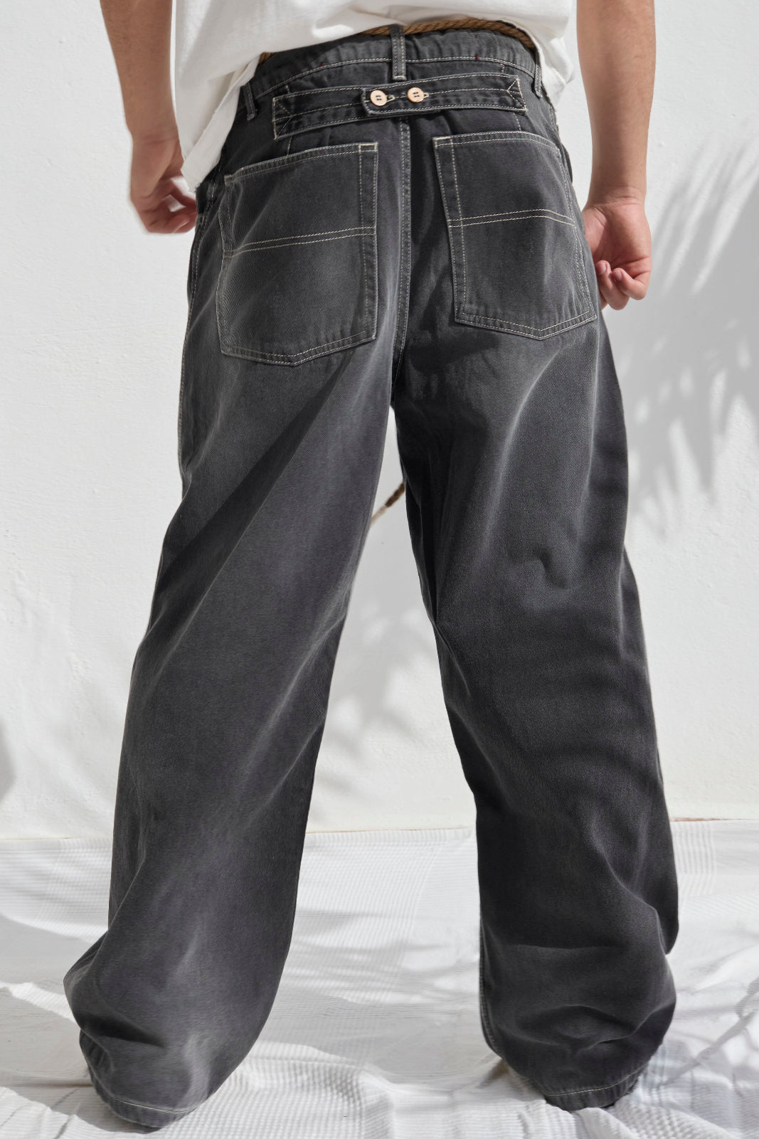 P84 Dungaree 9oz Organic Black Denim Sun Faded Wash