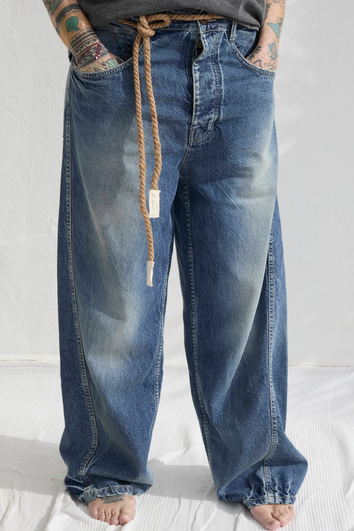P84 Dungaree 9oz Denim Recycled Cotton Sun Faded Wash