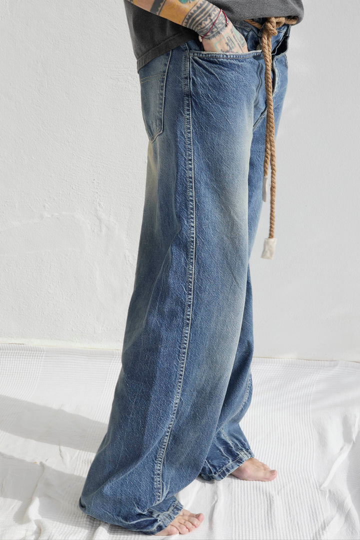 P84 Dungaree 9oz Denim Recycled Cotton Sun Faded Wash