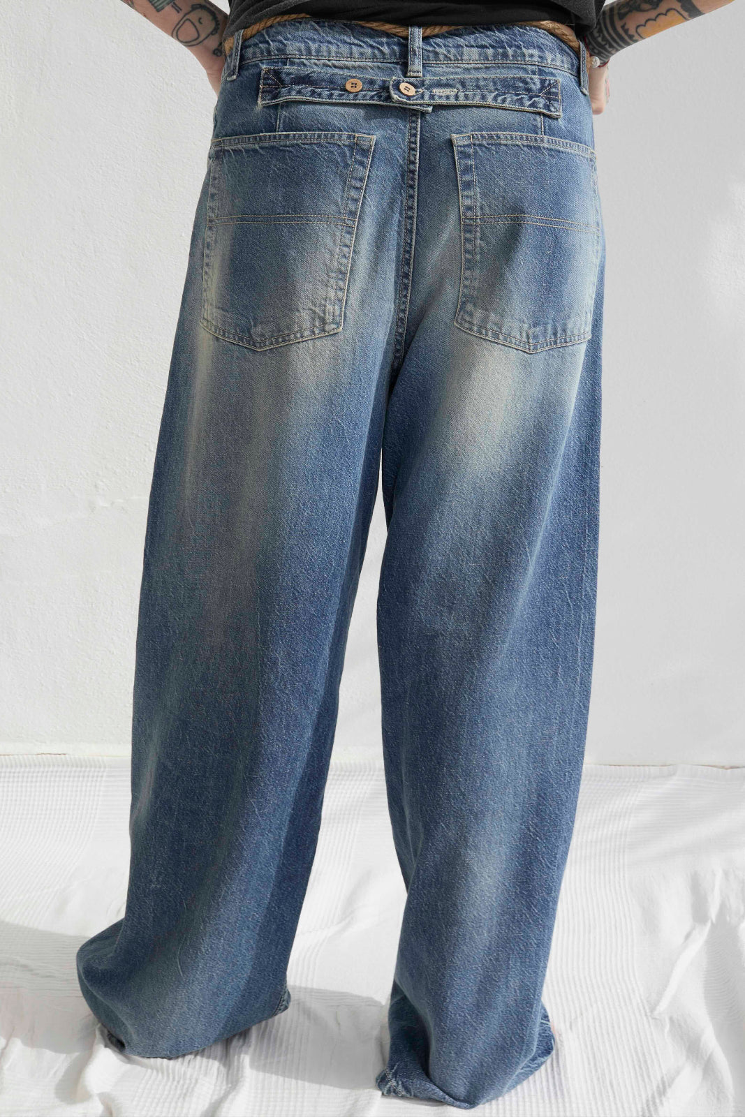 P84 Dungaree 9oz Denim Recycled Cotton Sun Faded Wash