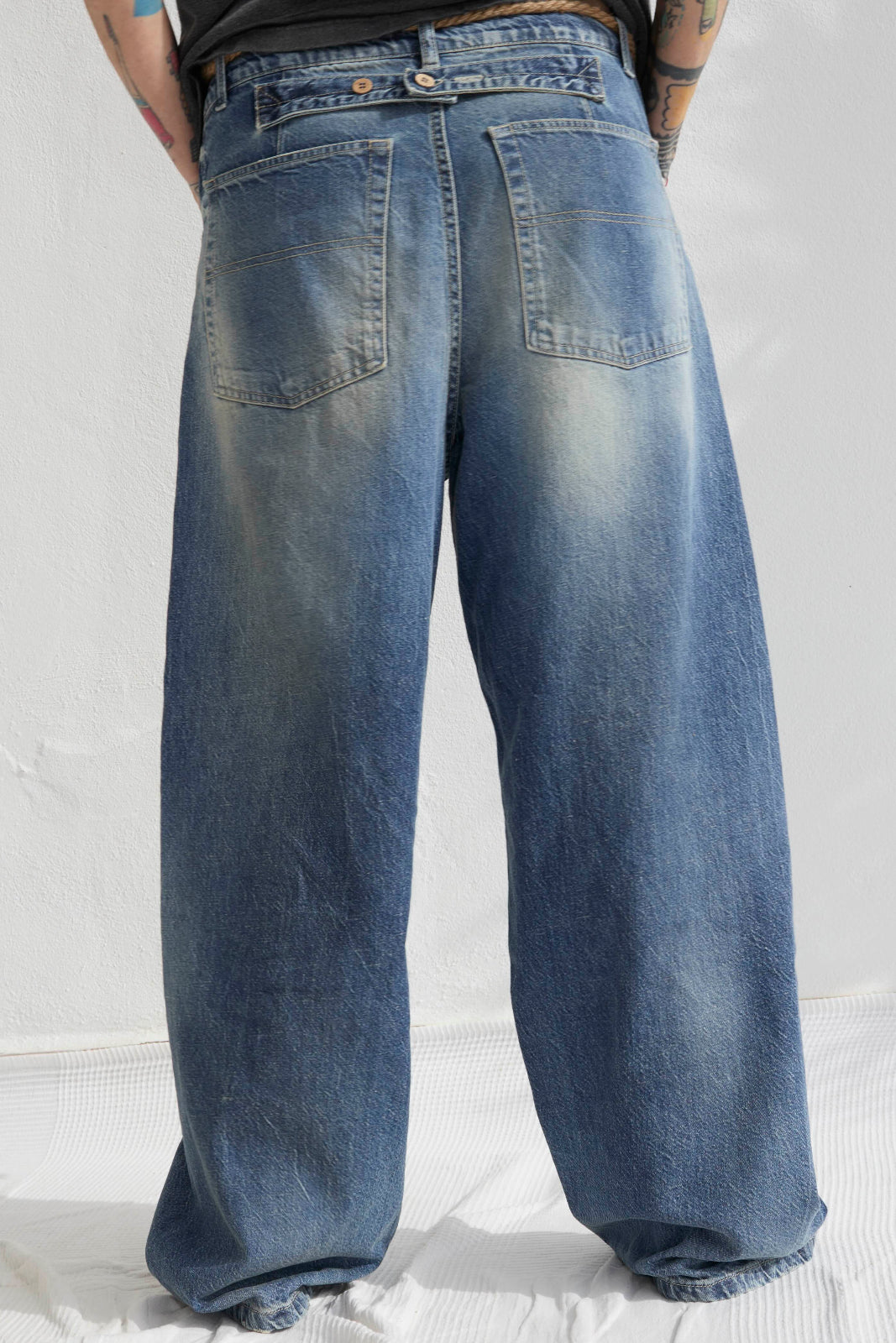 P84 Dungaree 9oz Denim Recycled Cotton Sun Faded Wash