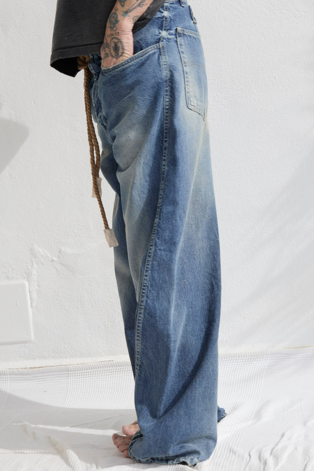 P84 Dungaree 9oz Denim Recycled Cotton Sun Faded Wash