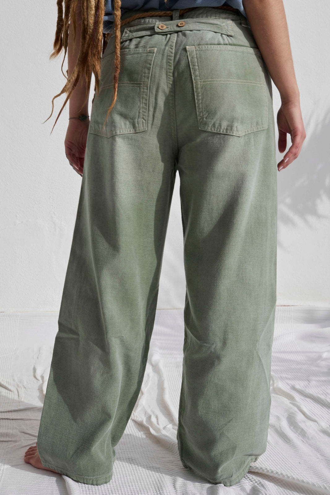 P84 Dungaree 9oz Linen/Organic Cotton Sun Faded Dye Army Green