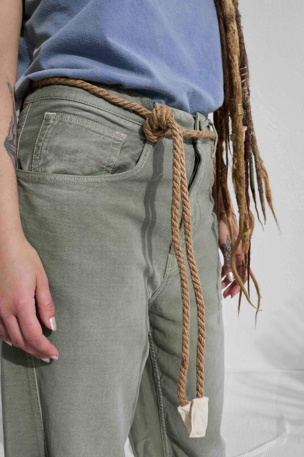P84 Dungaree 9oz Linen/Organic Cotton Sun Faded Dye Army Green