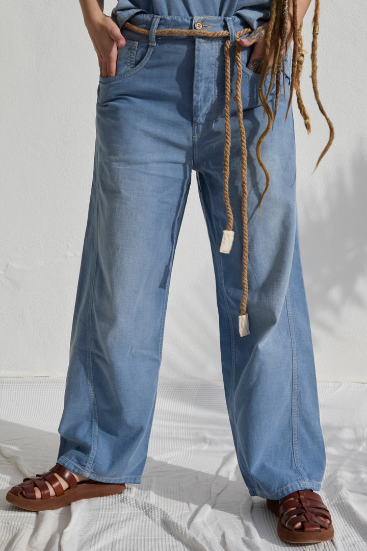 P84 Dungaree 9oz Linen/Organic Cotton Sun Faded Dye Bleu de Travail