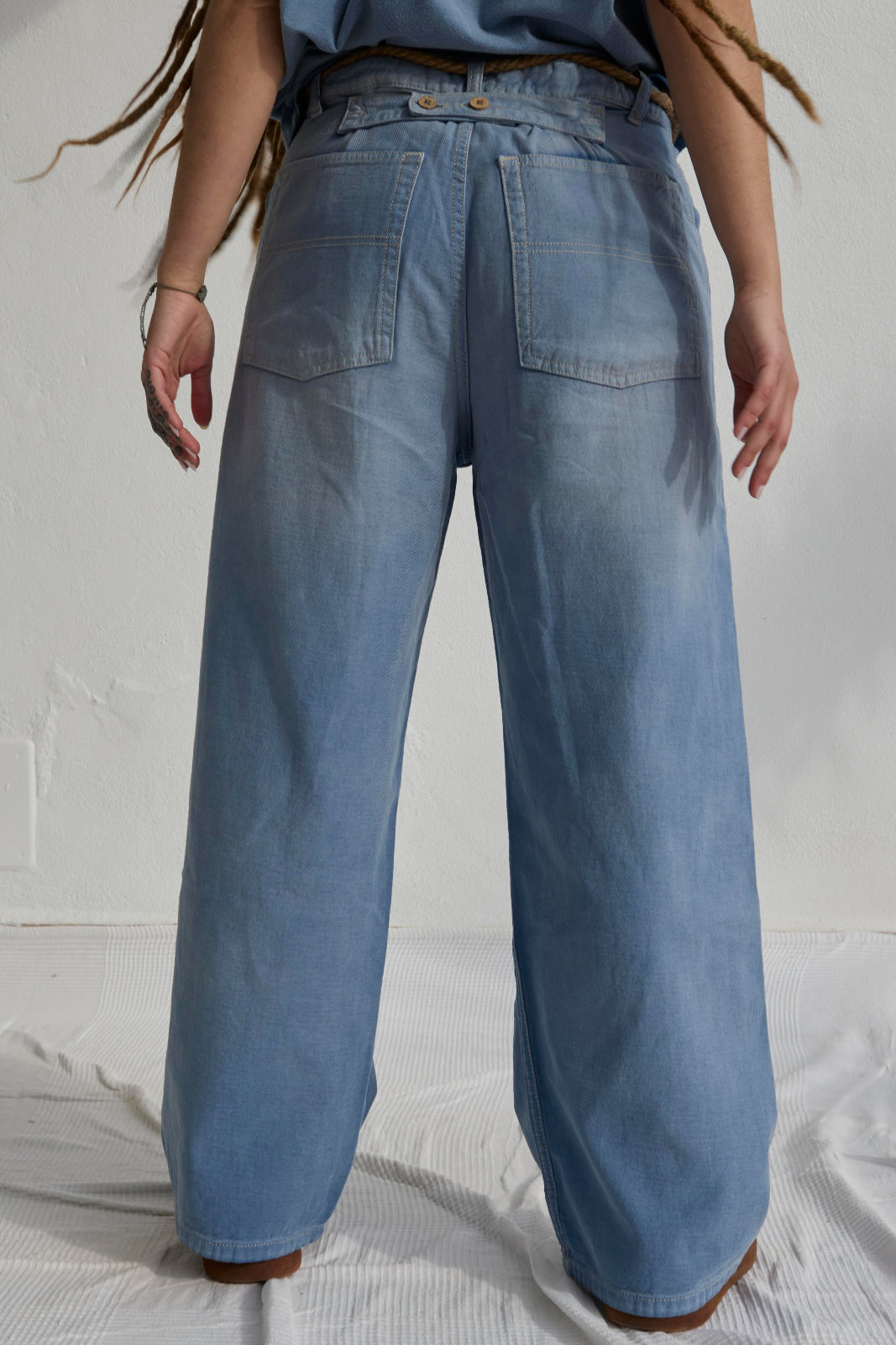 P84 Dungaree 9oz Linen/Organic Cotton Sun Faded Dye Bleu de Travail