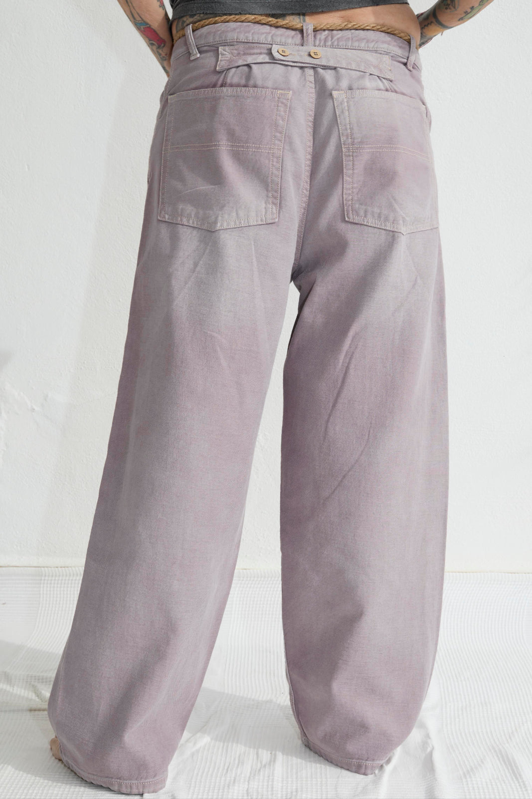 P84 Dungaree 9oz Linen/Organic Cotton Sun Faded Dye Dusty Orchid