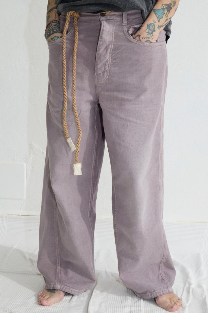 P84 Dungaree 9oz Linen/Organic Cotton Sun Faded Dye Dusty Orchid