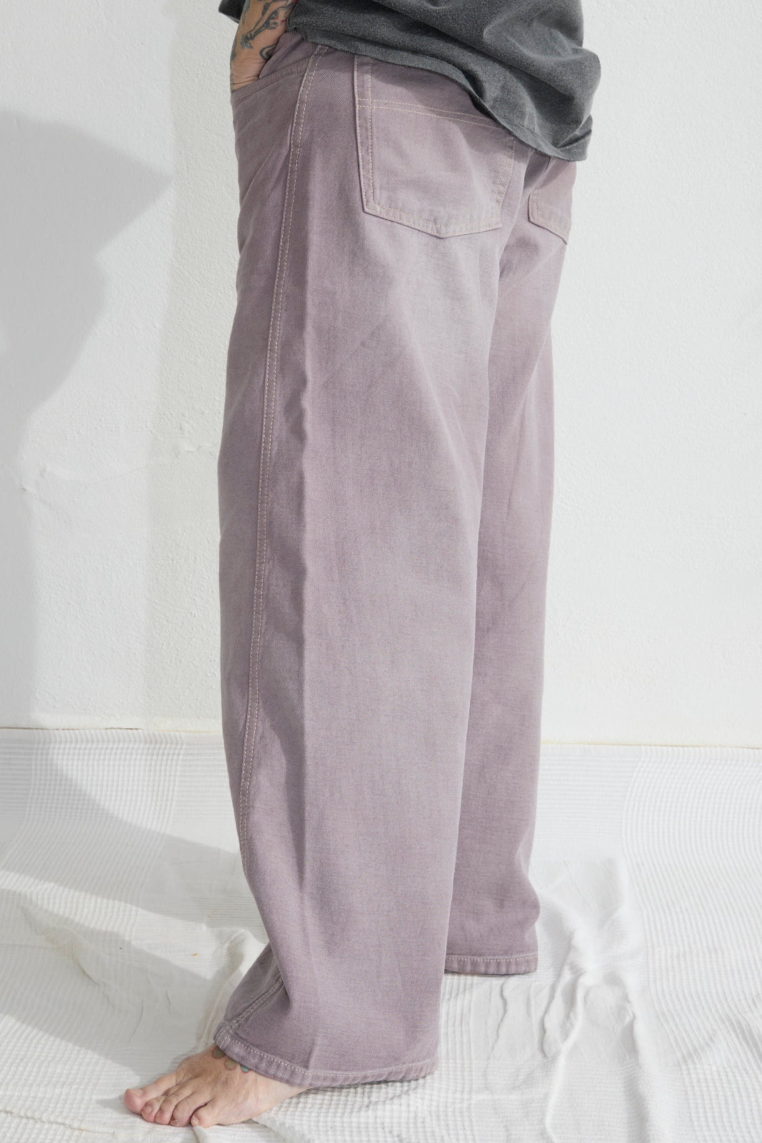 P84 Dungaree 9oz Linen/Organic Cotton Sun Faded Dye Dusty Orchid