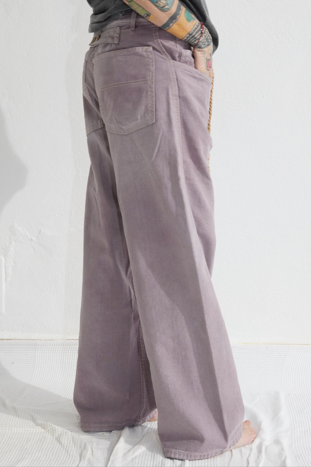 P84 Dungaree 9oz Linen/Organic Cotton Sun Faded Dye Dusty Orchid