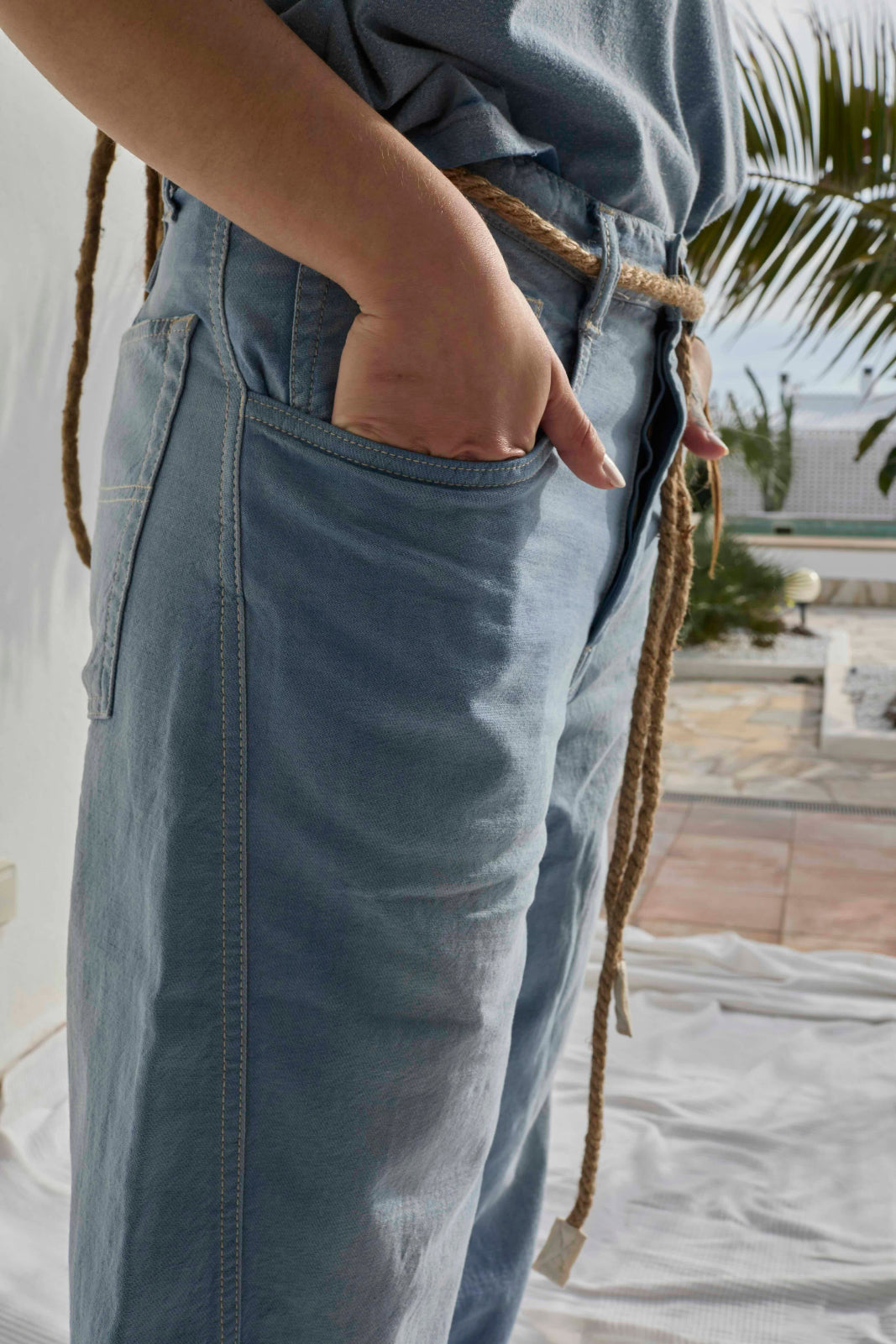 P84 Dungaree 9oz Linen/Organic Cotton Sun Faded Dye Bleu de Travail