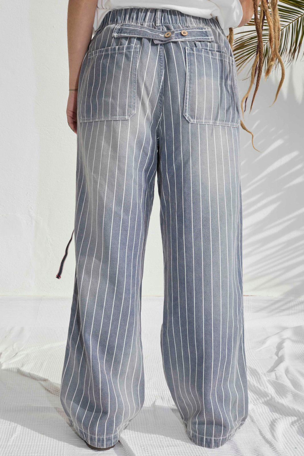 P85 HBT 9oz Indigo Stripes Cotton Sun Faded Dye Navy