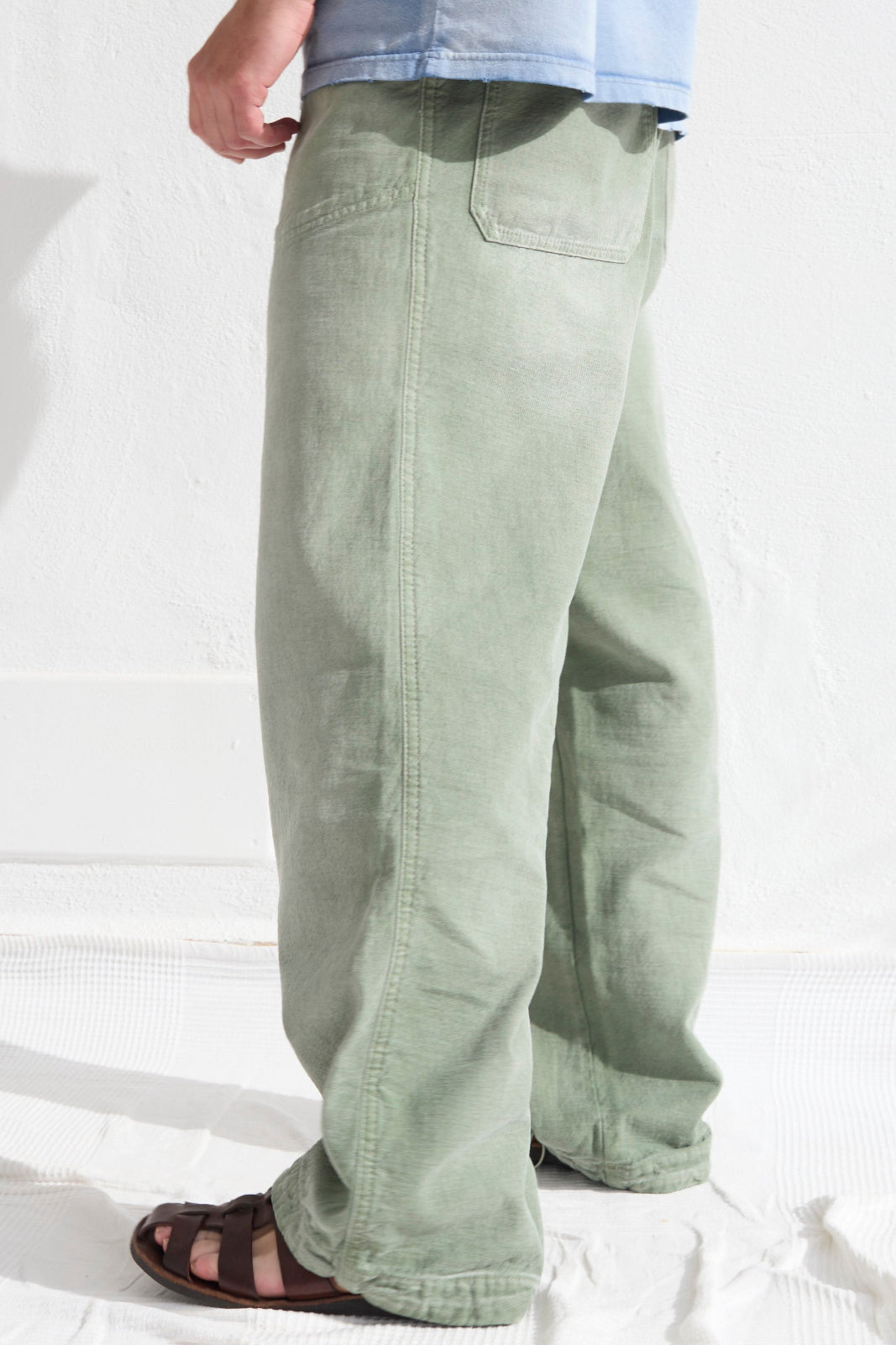 P85 HBT 9oz Linen/Organic Cotton Sun Faded Dye Army Green